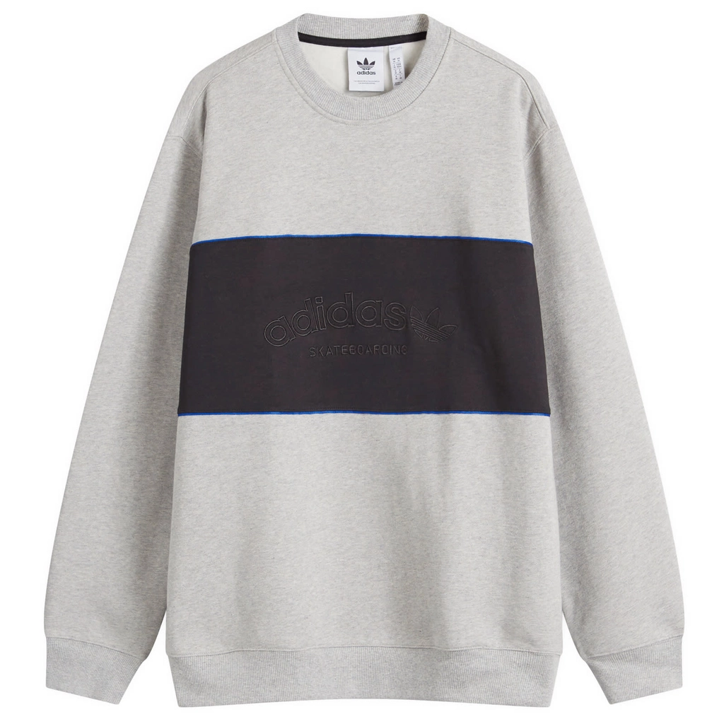 Adidas Originals Men's Skate Arched Crew Sweat Grey/Black/Blue